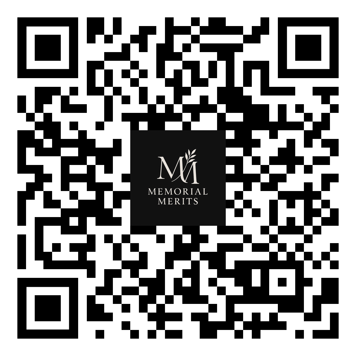 Memorial Merits branded QR code linking to Rula grief therapy platform for insurance coverage check and licensed therapist matching