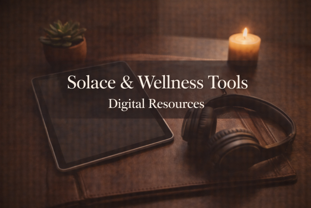 Solace AI grief companion and digital wellness tools including guided audio and binaural beats from Memorial Merits