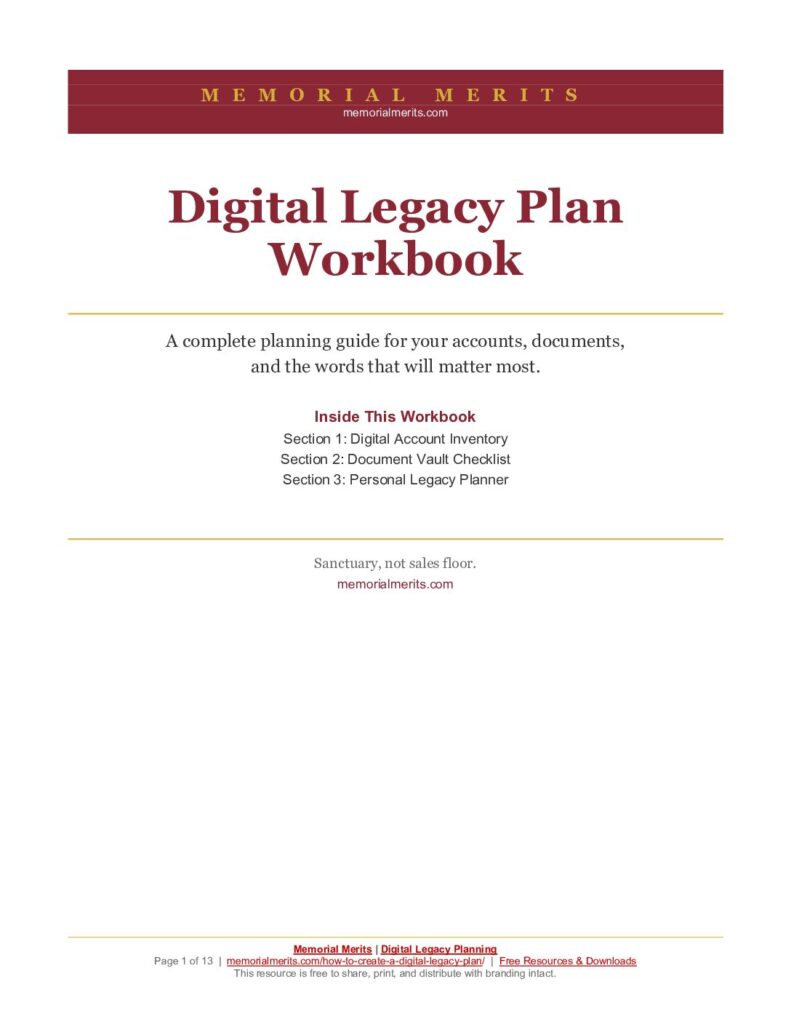 Digital Legacy Plan Workbook: Accounts, Documents, and Personal Legacy