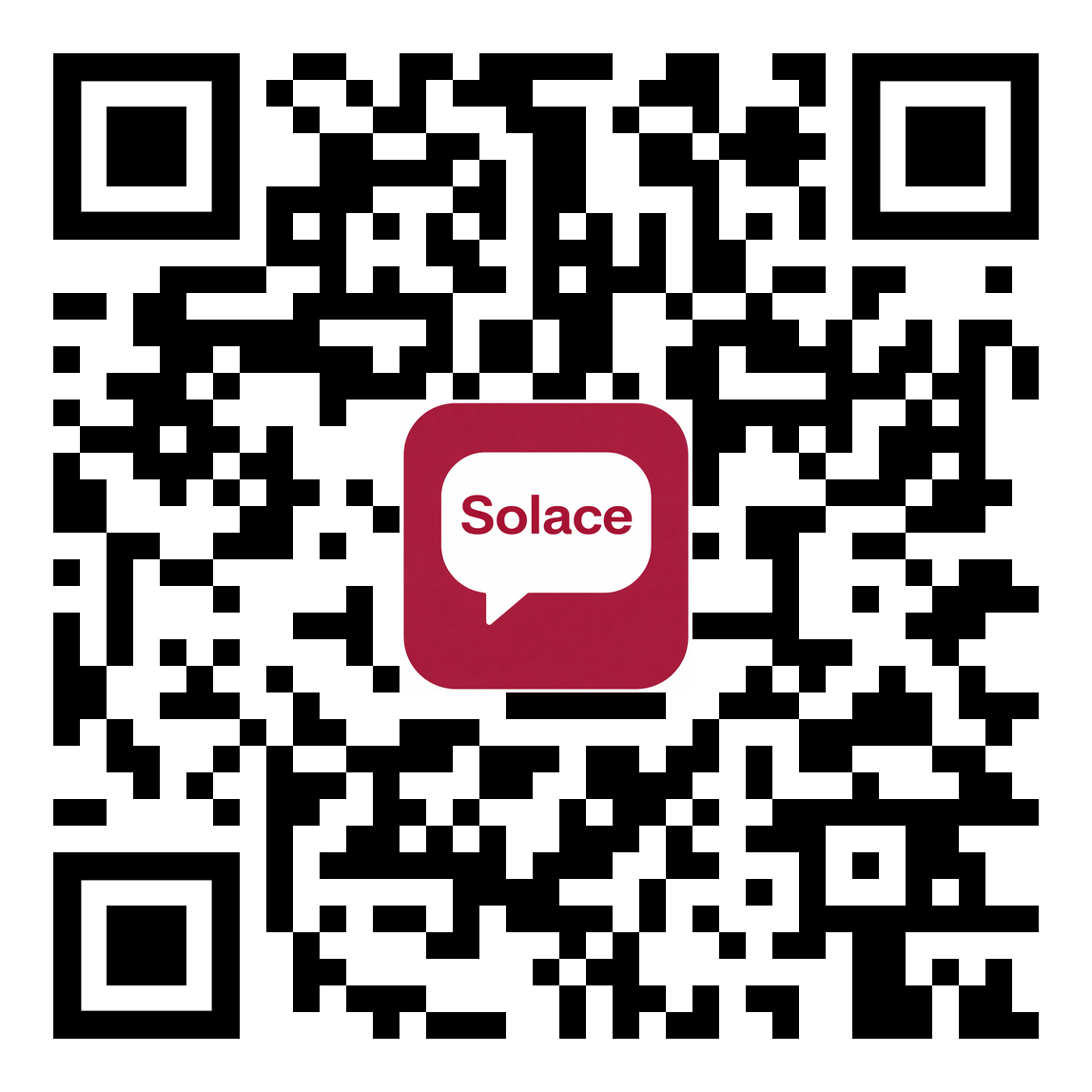 Image of the QR code for the Solace AI Support App by Memorial Merits